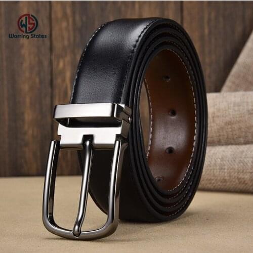 High Quality Double-sided Genuine Leather Mens Belt Alloy Pin Buckle Business Casual Mens Belt Black Brown Belt Trousers