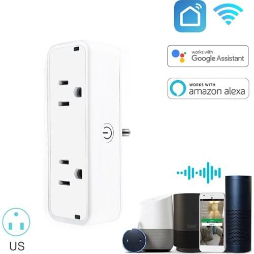 Sockets With Remote Control Wifi Smart Power Socket 2 in 1 US Plug Outlets Smart Home Devices Support Alexa Google Assistant