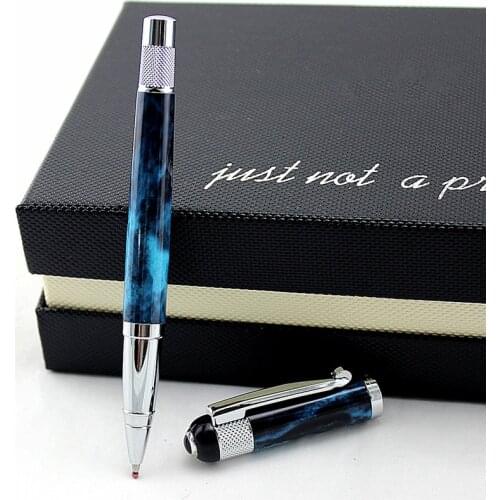 High Quality Luxury Blue marble Metal Ballpoint Pen 0.5MM Nib Ball Pens for School Office Supplies