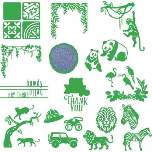 Backsplash Layered Thank You Wood Slice Leaf Panda Parrot Zebra Monkey Metal Cutting Dies for DIY Scrapbooking Cards Crafts 2019