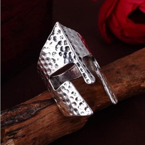 Spartan Hero Helmet Mask Rings for Men Antique Rock Punk Sparta Rings Party Gifts Biker Helmet Jewelry
