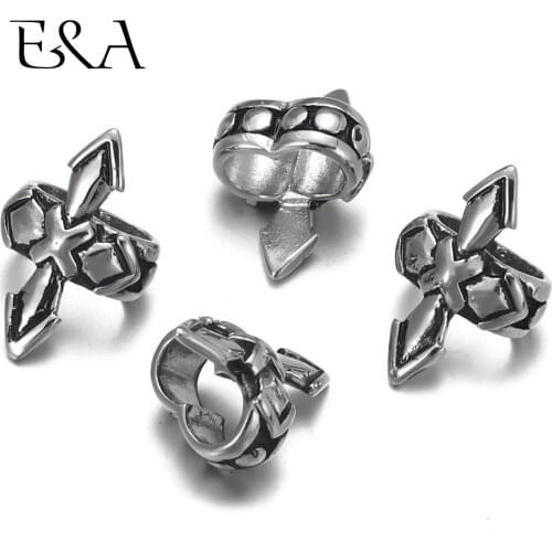 Vintage Slide Beads Jewelry Double Hole 5mm for Round Leather Cord Bracelet Charm Making Accessory Stainless Steel Slider Bead