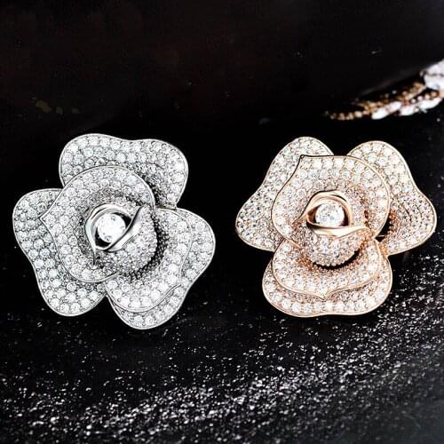 Hight Quality crystals CZ pin brooch cardigan coat suit accessories for lady