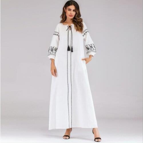 Women Muslim Long Maxi Dress Evening Abaya Robe Dubai Embroidery Moroccan Kaftan Modest Abayas Caftan Bangladesh Turkish Dresses