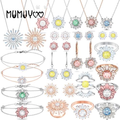 Fashion Jewelry SWA 1:1 High-quality Charm Pendant Sunflower Sunflower Crystal Shaped Female Clavicle Chain Necklace for women