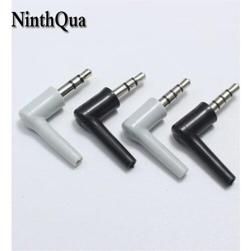 10pcs 3.5mm stereo headset jack plug 3 4 pole 3.5 Nickel Plated 90 Degrees Black White Audio Plug Adaptor Connector