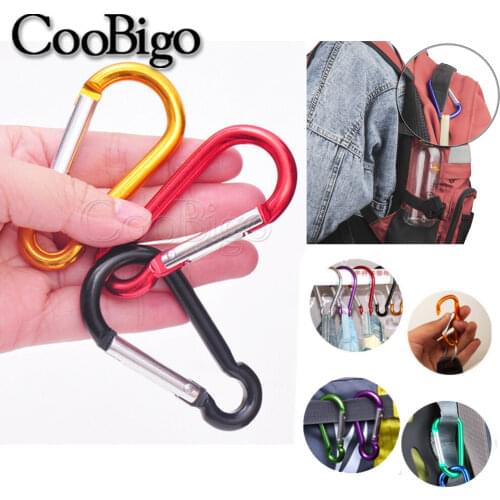 Climb Aluminium Carabiner Survival Hooks Keychain Outdoor Climb Hook Clip Backpack Buckle Water Bottle Paracord Accessory 10pcs