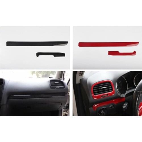 2pcs/lot Car stickers ABS carbon fiber grain Passenger side dashboard decoration cover for 2009-2013 Volkswagen VW golf 6 MK6