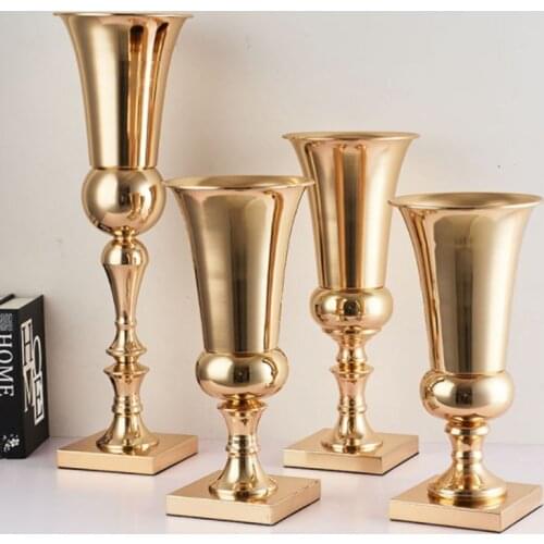 40/43/49cm Large Luxury Stunning Silver/Gold Iron Flower Vase Wedding Table Centrepiece Home Party Decoration