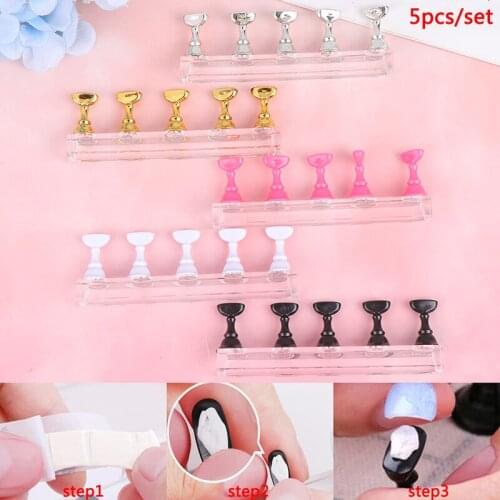 5pcs Nail Art Practice Display Stand Nail Art Piece Holder Set Color Chart Tool