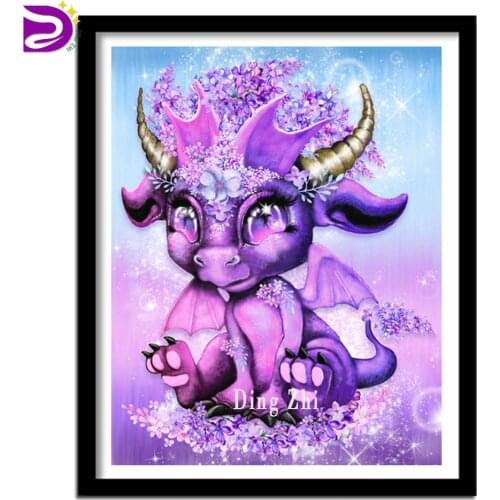 5d DIY Diamond Painting Kits Cartoon Purple Dragon Full Drill Square / Round Diamond Mosaic Flower Animal Diamond Embroidery