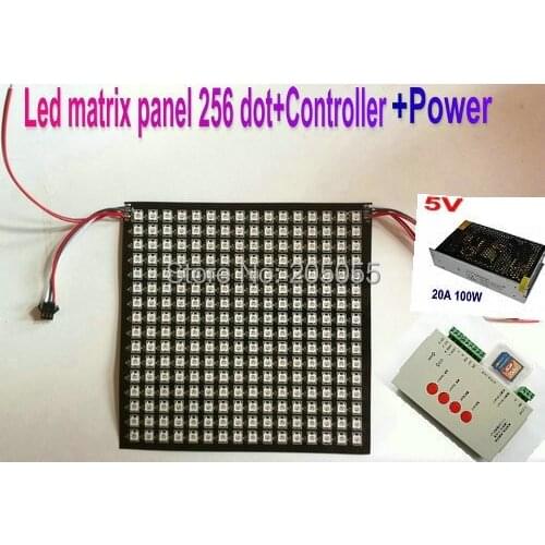 5V 5050 RGB WS2812B digital led panel light ws2811 built-in 16*16 pixels 256 dot matrix display+SD CARD controller+Power supply