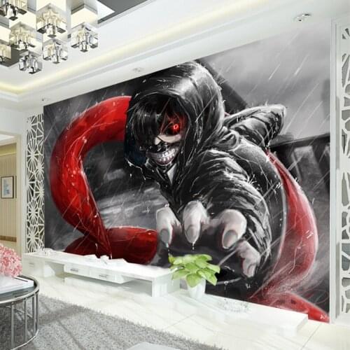 Anime Tokyo Ghoul Wall Murals Ken Kaneki Wallpaper Custom 3D Wallpaper Boys Bedroom Living room Decor Cosplay Studio Wall art