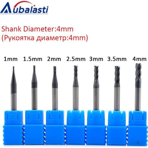 Aubalasti HRC45 4 Flutes Solid Carbide End Mill Milling Cutter CNC Router Bits Tools CNC Milling Cutter Bits for Metal Cutting