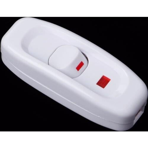 BGETOTH 1 PC 2017 New 7.1x2.5x2cm Compact White Plastic In-line Cord Light Lamp Switch 10A 250V with LED Indicator #1A40936