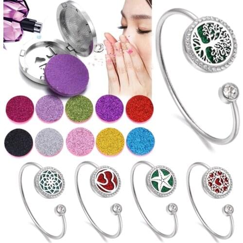 New Aromatherapy Bracelet Stainless Steel Aroma Diffuser Lockets Perfume Essential Oil Diffuser Bracelet Tree of Life Bracelets