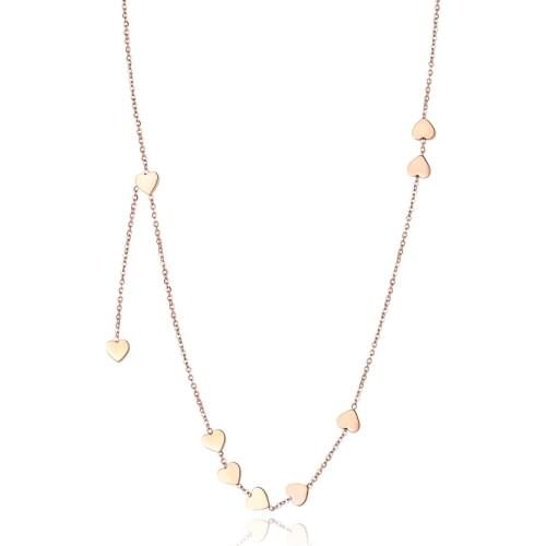 JeeMango Creative Love Heart Chain & Link Necklaces Jewelry Titanium Steel Rose Gold Chokers Necklace For Women Collier N18051
