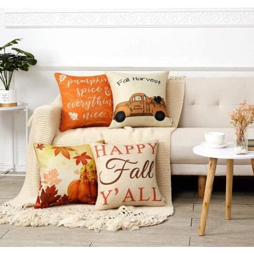 18inch Fall Autumn Theme Farmhouse Decorative Throw Pillow Case Cushion Cover