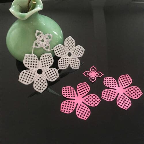 DIY 3pcs Hollow Flowers Metal Cutting Dies Template for Greeting Cards Album Scrapbook Decorative Creative Stencils Die 10*7.5cm