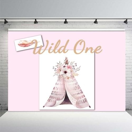Mehofoto Newborn Tribal Party Baby Shower Photo Backgrounds Wild One Birthday Childrens Backdrop Carnival Pink Backdrop Studio