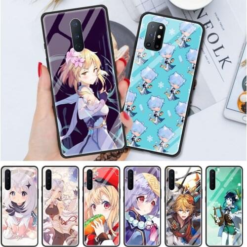 Genshin Impact Anime Tempered Glass Phone Case For Coque OnePlus 9 9R 8 Nord 5G 8 7 Pro 7T 8T Z Back Sleeve Fundas Cover Bag