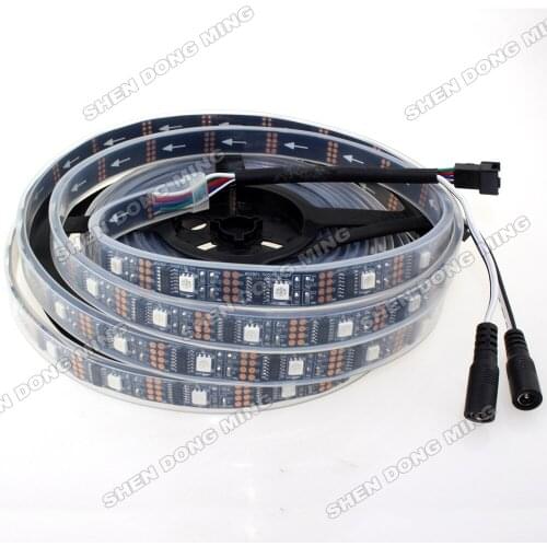 Flexible led ribbon 5M 160IC 160leds tube Waterproof digital LED Strip Color Changing RGB 5050 Ws2801 black PCB pixel Led Strip