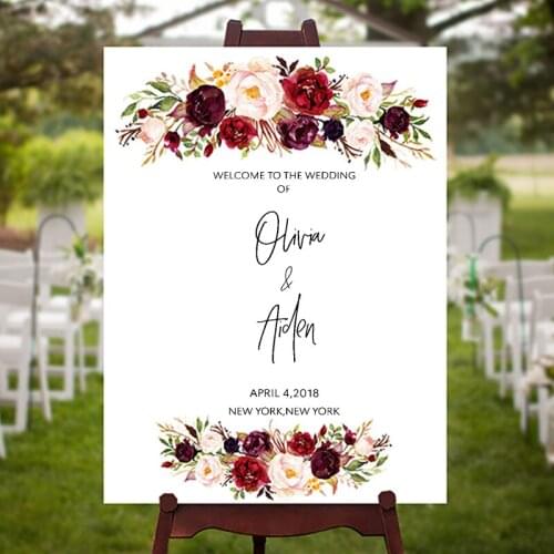 Personalized Welcome Wedding Decoration Decals, Removable Waterproof Vinyl Stickers, for Wedding Reception, ph768