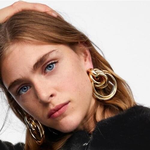 JURAN 2019 mew arrival metal earrings vintage party jewelry statement ZA gold color stud Earrings for women