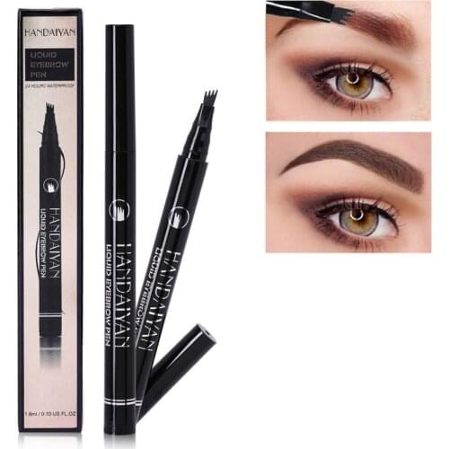 4 Points Eye Brow Pencil 5 Colors Liquid Brow Pencil Dark Brown Micro-engraving Pencil Waterproof Eyebrow Tattoo Pen Cosmetic