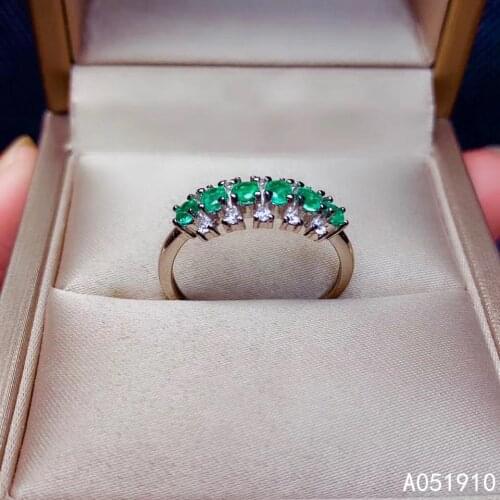 KJJEAXCMY boutique jewelry 925 sterling silver inlaid natural emerald gemstone ladies ring support detection popular