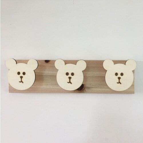 Creative Minimalist Home Hook Log Bear Row Hook Childrens Room Wall Creative Soft Decoration Cartoon Childrens Hook