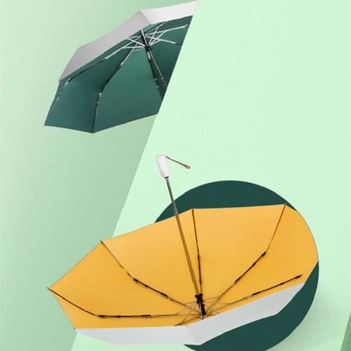 Easily Plain Titanium Silver Triple 3 Folding Double Layer Silver Glue Sun Protection Full Automatic Umbrella