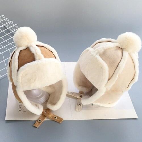 Cute New Winter Warm Boys Girls Brim Tab Hats Windproof Warm Hairy Winter Baby Child Fur Hat Toddler Kids Girls Earflap Caps