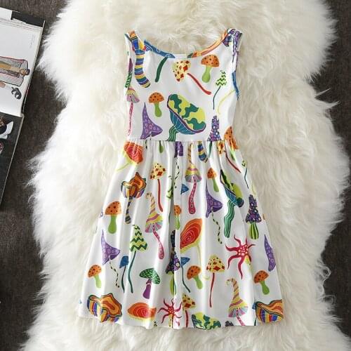 Cute Unicorn Girls Princess Dresses Summer Sleeveless Cartoon Printed Children Dresses Party Wedding Dress kids Clothes For 2-8Y