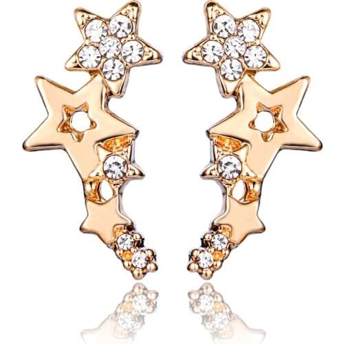 Trendy Exquisite Star shape Inlaid zircon Stud Earrings Geometric Irregular Fashion Earring for Women Party Wedding Jewelry Gift