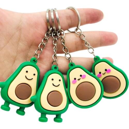 Fashion Simulation Fruit Avocado Smile-shaped Keychain 3D Soft Resin Avocado Key Chains Jewelry Fashion Wedding Party Gift