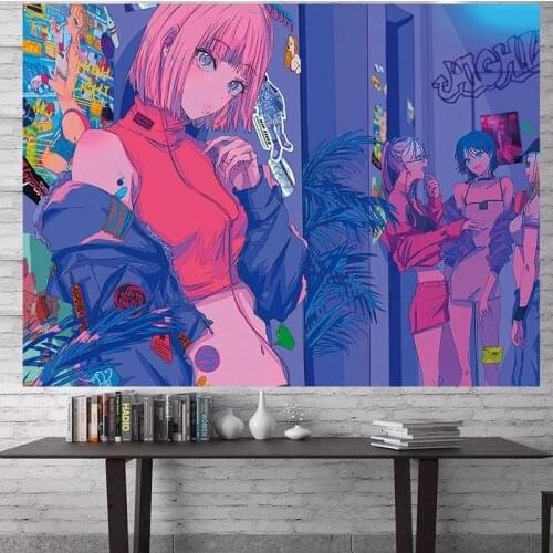 100x70cm Soft Tapestry Wall Hanging Background Cloth Kawaii Girls Room Decor Home Tapestries Wall Blanket Bedroom Anime Decor