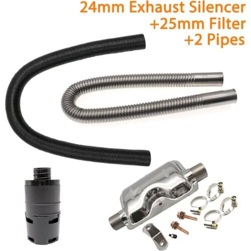 Set Diesel Parking Heater For Webasto Eberspacher 24mm Exhaust Silencer + 25mm Filter + 2 Pipe Air Diesel Duct Heater Accessory