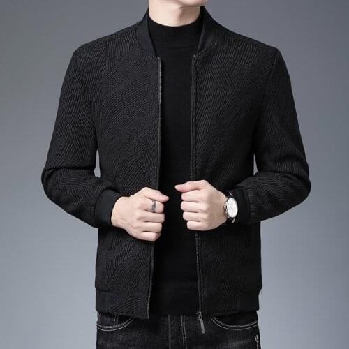 Spring 2021 New Mens Woolen Casual Jacket Baseball Collar Striped Handsome Jacket