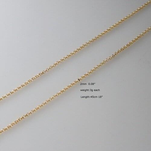 Min order 10$/Can mix design/ 3g 18" - YELLOW GOLD GP OVERLAY ROUND CIRCLE LINK CHAIN NECKLACE/Great Gift/Great Money Maker