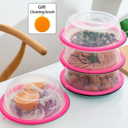 Stackable plastic cover for microwave food reusable splash proof transparent cover for refrigerator kitchen general accessories