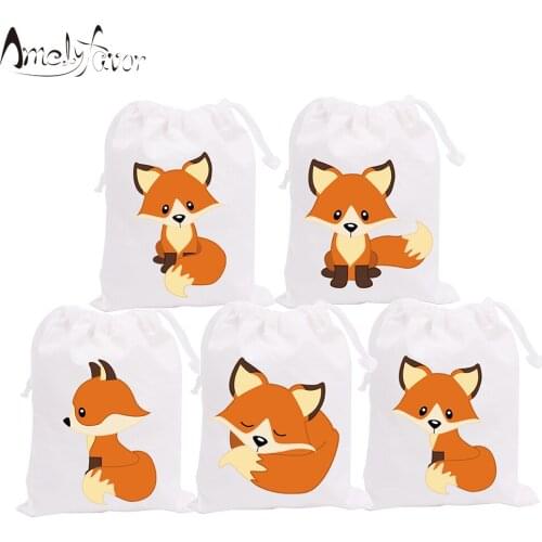 Woodland Animal Theme Party Favor Bags Fox Gift Bags Birthday Event Festival Supplies Baby Shower Party Container Supplies