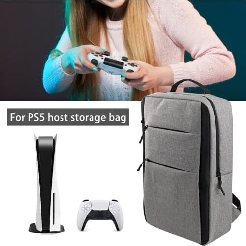 Rondaful Game Console Accessories Backpack Travel Storage Bag Gray Anti-scratch Handbag Backpack For Sony Playstation PS5