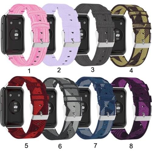 Replacement Nylon Watch Band Wrist Strap for HUAWEI Watch Fit Smart Watch Canvas Watchband stripe Sports Bracelet Strap