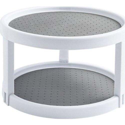 360°Rotating Spice Storage Rack Tray Double Layers Turntable Jar Holder Organizer Shelf Home Kitchen Food Pantry Cabinet Holder