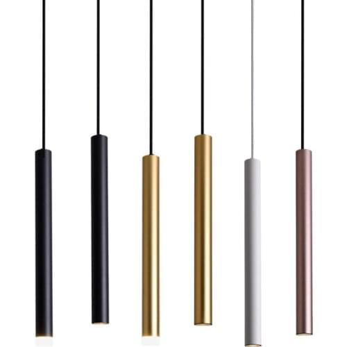 Dimmable LED Pendant Lamp Long Tube lamp Kitchen Island Dining Room Shop Bar Decoration Cylinder Pipe Pendant Light Kitchen Lamp