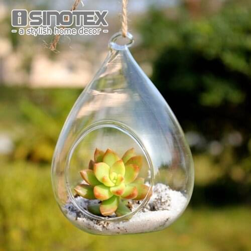Terrarium Glass Vaso 12*8cm/4.7*3'' Waterdrop Hanging Vase Dinner Planter Container Pots Home Wedding Decor