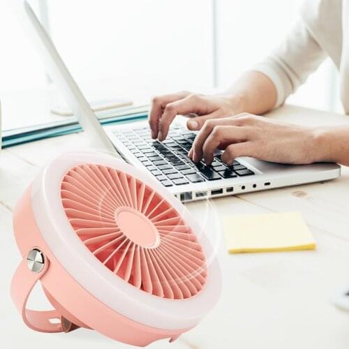 USB Rechargeable Remote Control 3 Gears Hanging Ceiling Fan with LED Light Lamp for Camping Outdoor Tent Bed 4000mAh