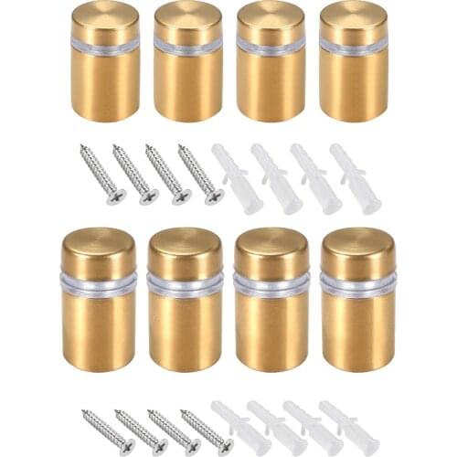 Uxcell 2-8Pcs Glass Standoff Mount Wall Standoff Nails 12mmx23mm 12mmx28mm 16mmx28mm 19mmx26mm 25mmx32mm 30mmx53mm Golden
