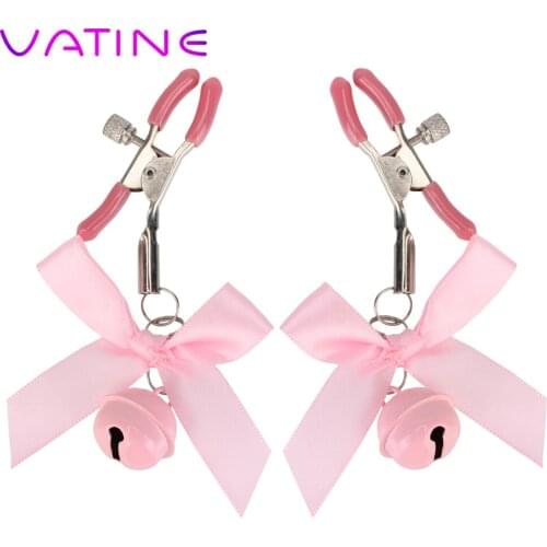 VATINE Small Bell Nipple Stimulator Clamps Adjustable Breast Bondage Metal Nipple Clips Sex Toys for Couple Adult Games